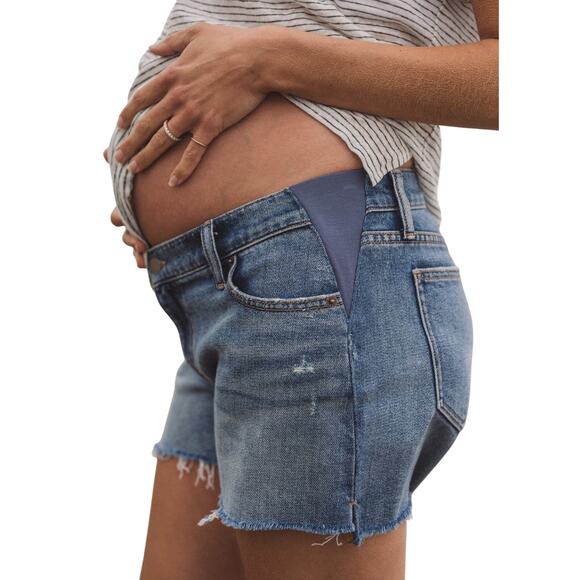 Hatch The Cut Off Maternity Blue Cotton Short Size 27 - Picture 1 of 5